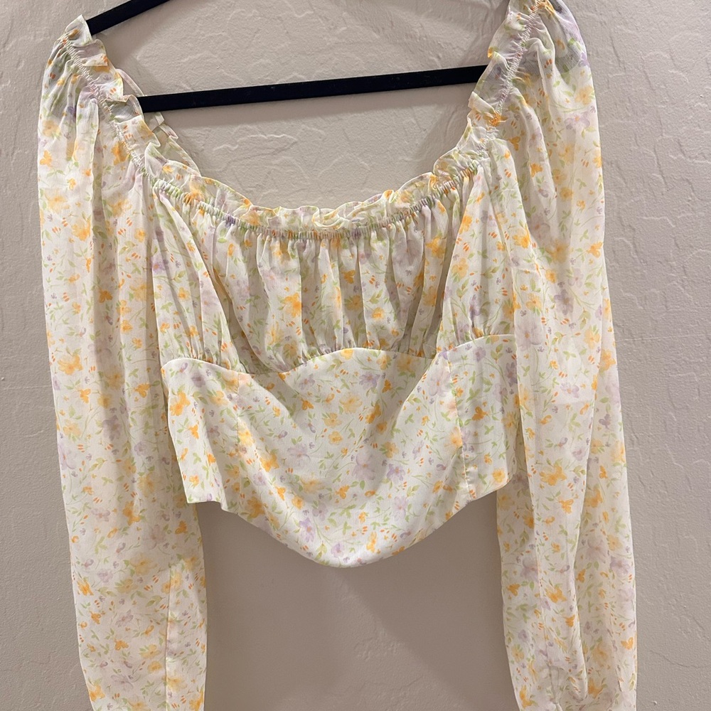 Elodie Cream Floral Off-Shoulder Blouse